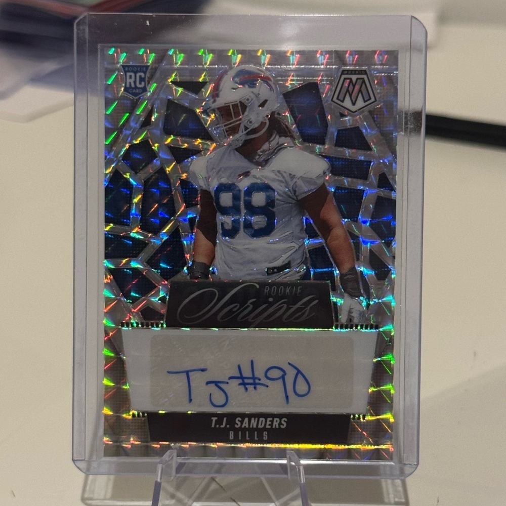 🏈 2025 T.J. Sanders Mosaic Scripts Autograph Silver Reactive Prizm Bills 🔥